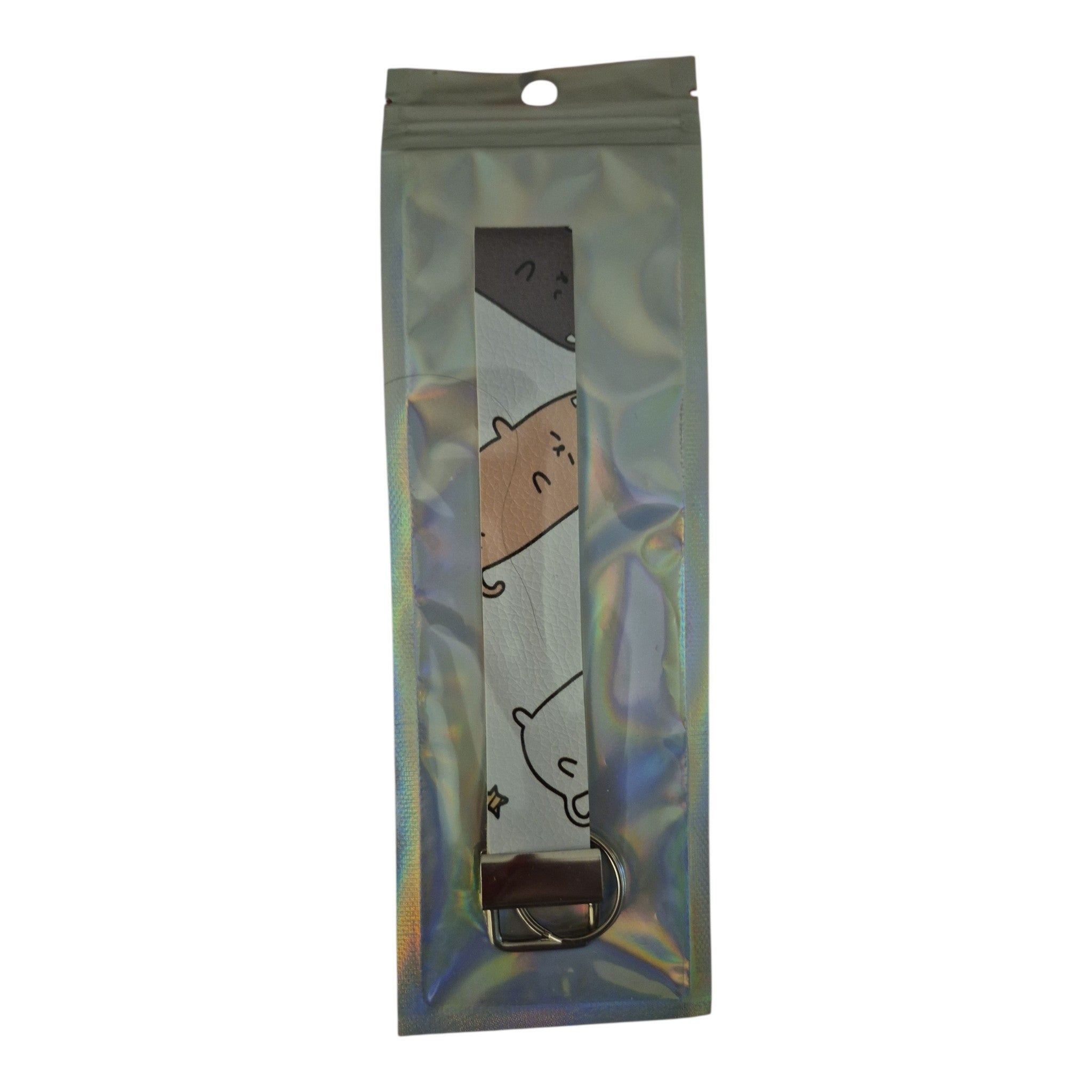 Cat Faux Leather keychain Wristlet.
